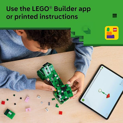 LEGO Minecraft The Creeper Kids Building Toy - Minecraft Toy for Boys & Girls, Ages 10+ - Room Decor for Gamers w/ 1st Version Creeper Minifigure - Gift for Birthdays - 21276