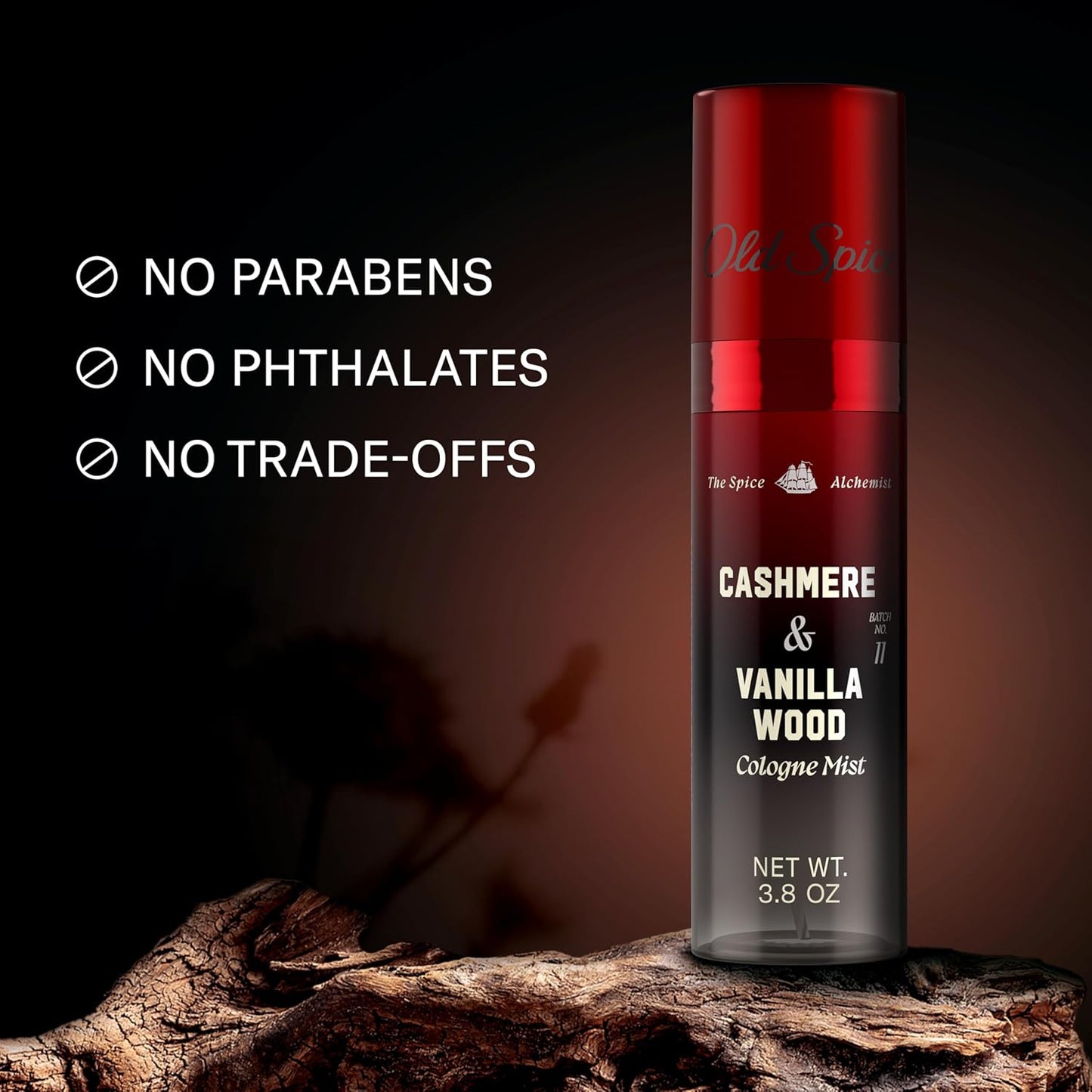 Old Spice Cologne Mist for Men, The Spice Alchemist Collection, 24/7 Cologne Infused Scent, No Trade Off Formula, Free of Parabens & Phthalates, Cashmere + Vanilla Wood Scent, 3.8 oz