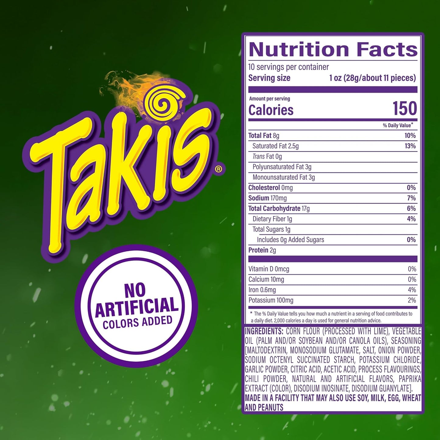 Takis Jalapeño Sharing Size – Pickled Jalapeño Flavored Hot Spicy Rolled Tortilla Chips (Pack of 2)