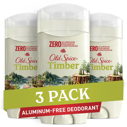 Old Spice Aluminum Free Deodorant for Men, 24/7 Lasting Freshness & Long Lasting Scent, 24/7 Sweat & Odor Protection, Timber with Sandalwood Scent, 3.0 oz (Pack of 3)
