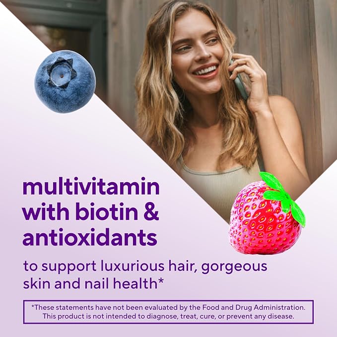 Vitafusion Hair Skin and Nails Gummies | Biotin 5000mcg Per 3 Gummies