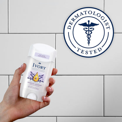 Ivory Gentle Deodorant Notes of Lavender, 24hr Gentle Deodorant, Dermatologist Tested, Baking Soda Free, Paraben Free, 2.4oz (Pack of 6)