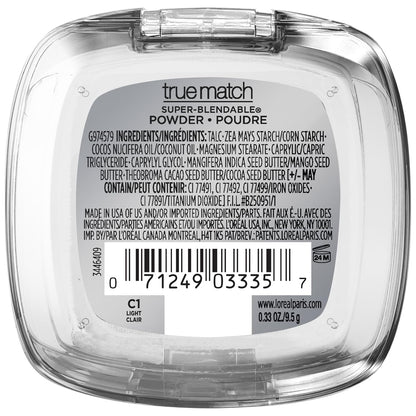 L'Oreal Paris True Match Super Blendable Oil Free Powder Foundation, C1 Light, 0.33 oz, Packaging May Vary