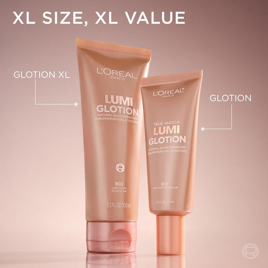 L'Oreal Paris Makeup True Match Lumi Glotion XL, Natural Glow Enhancer, Illuminator, Highlighter, Bronzing Drops For a Sun-Kissed Glow for Face and Body, 903 Medium, XL 3.04 fl oz