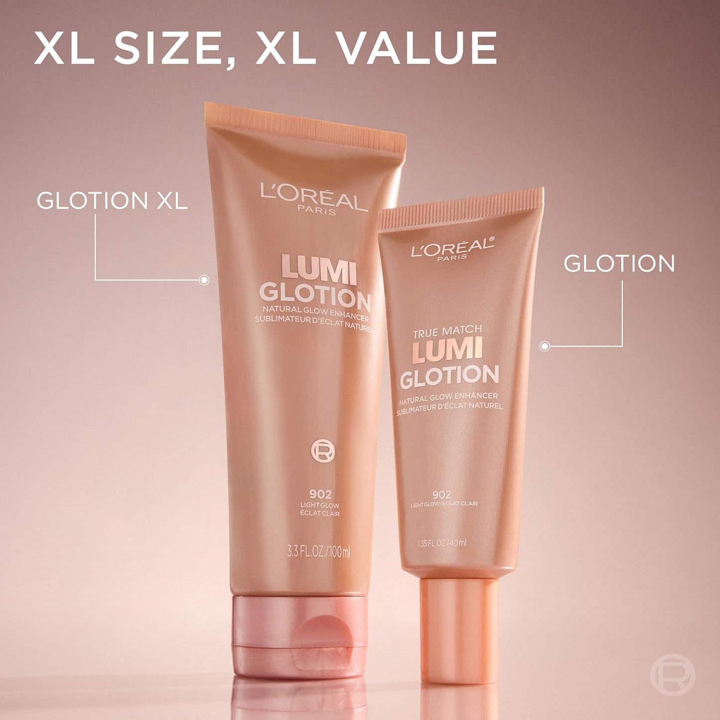 L'Oreal Paris Makeup True Match Lumi Glotion XL, Natural Glow Enhancer, Illuminator, Highlighter, Bronzing Drops For a Sun-Kissed Glow for Face and Body, 902 Light, XL 3.04 fl oz