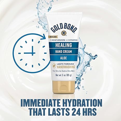 Gold Bond Healing Hand Cream for Women & Men, 3 Oz, With Aloe, Pack of 6 | Hand lotion that lasts through handwashing, On-the-go moisture, travel size, gift set, 24hr hydration