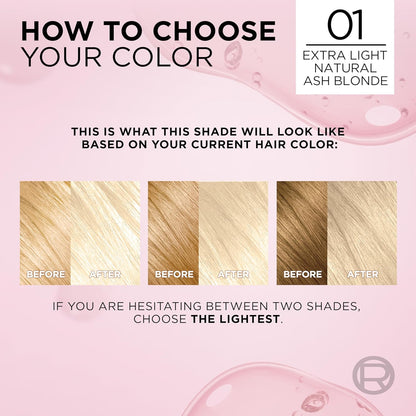L'Oreal Paris Excellence Crème Permanent Hair Dye, Triple Care Hair Color with Hyaluronic Acid for 100% Gray Coverage, 01 Extra Light Natural Ash Blonde, 1 Kit (Packaging May Vary)