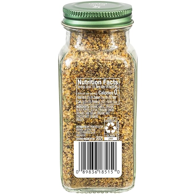 Simply Organic Garlic Pepper, 3.73 Ounce Jar, Blended with Pepper Sea Salt and Onion for Robust Flavor to any Dish