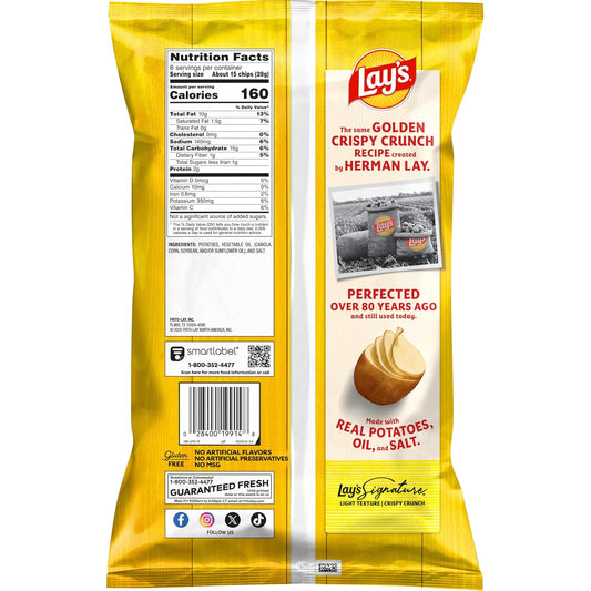 Lay's Potato Chips Classic Flavor Bag, 8 Oz