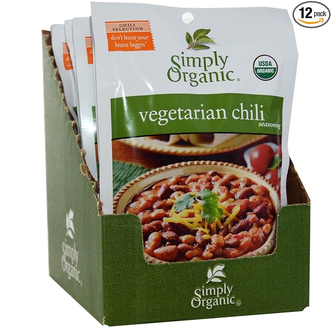 Simply Organic Vegetarian Chili, Certified Organic | 1 oz | Pack of 12