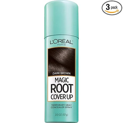 L'Oreal Paris Root Cover Up Temporary Gray Concealer Spray, Dark Brown 2 oz (Pack of 3)