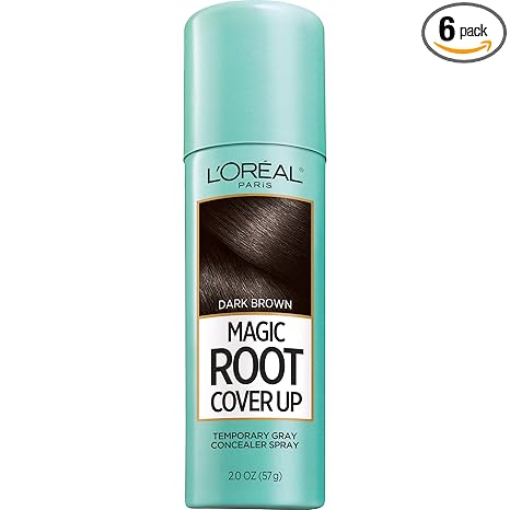 L'Oreal Paris Magic Root Cover Up Temporary Gray Concealer Spray, Dark Brown 2 oz (Pack of 6)
