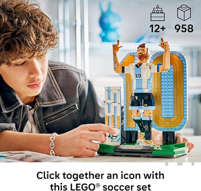 LEGO Editions Lionel Messi – Collector's Set Co-Pack - Building Toy for Kids - Soccer Collectible - Sports Décor for Boys & Girls, Ages 12+ - Gift Idea for Soccer Fans - 66818