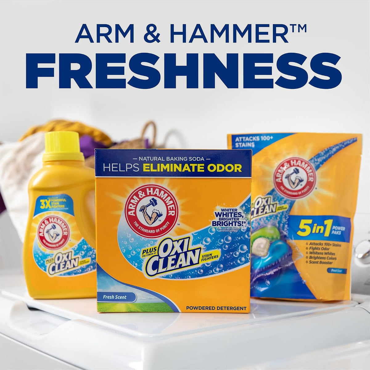 ARM & HAMMER Plus OxiClean Powder Laundry Detergent, Fresh Scent, 3.48 lbs
