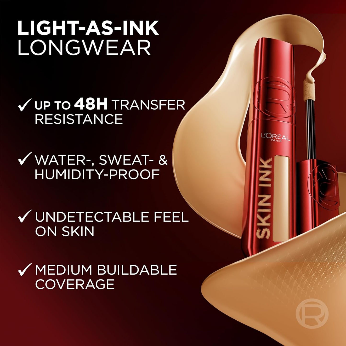 L'Oreal Paris Infallible Skin Ink 2-in-1 Foundation Concealer Hybrid Face Makeup, up to 48HR Transfer-Resistant with Medium Coverage, 465 Rich Cool