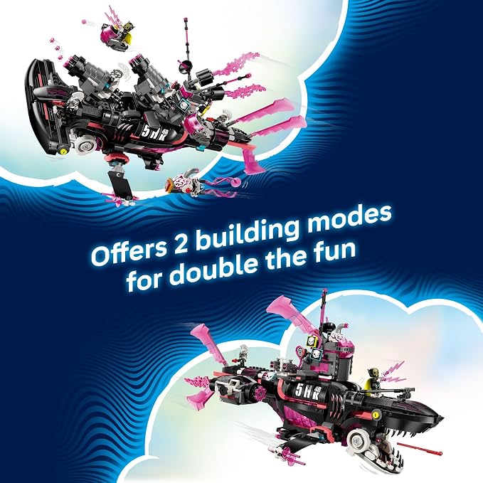 LEGO DREAMZzz Nightmare Shark Submarine Building Toy for Kids - Pretend Play Set & Figures for Boys & Girls, Ages 9+ - Rebuild as a Battleship or Submarine Toy - Gift Idea for Birthdays - 71500