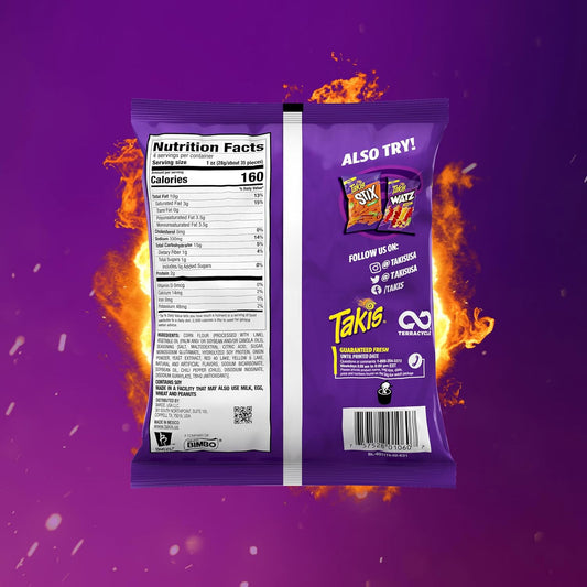 Takis Fuego Stix - Extreme Hot Chili Pepper & Lime Flavored Spicy Corn Sticks Snack Size Bag (Pack of 4)