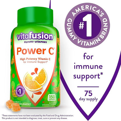 Vitafusion Omega-3 Berry Lemonade Heart Health Gummies 120 Count and Orange Flavored Vitamin C Gummies for Immune Support 150 Count