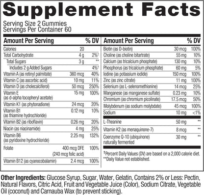 OLLY Women's 40+ Multi Gummies, K2, CoQ10, Peach Berry - 120 Count