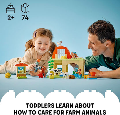 LEGO DUPLO Town Caring for Animals at The Farm 10416 | Back to School Gift for Students, Building Toy, Girls & Boys, Ages2+, Fine Motor Skills, Large Bricks, 74 pieces