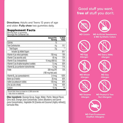 One A Day Teen Girl’s Daily Essentials Multivitamin Gummies, Teen Girl Multivitamins with Biotin, Vitamin B12 and B6, Vitamin C, Raspberry Natural Flavor, 120 Gummies