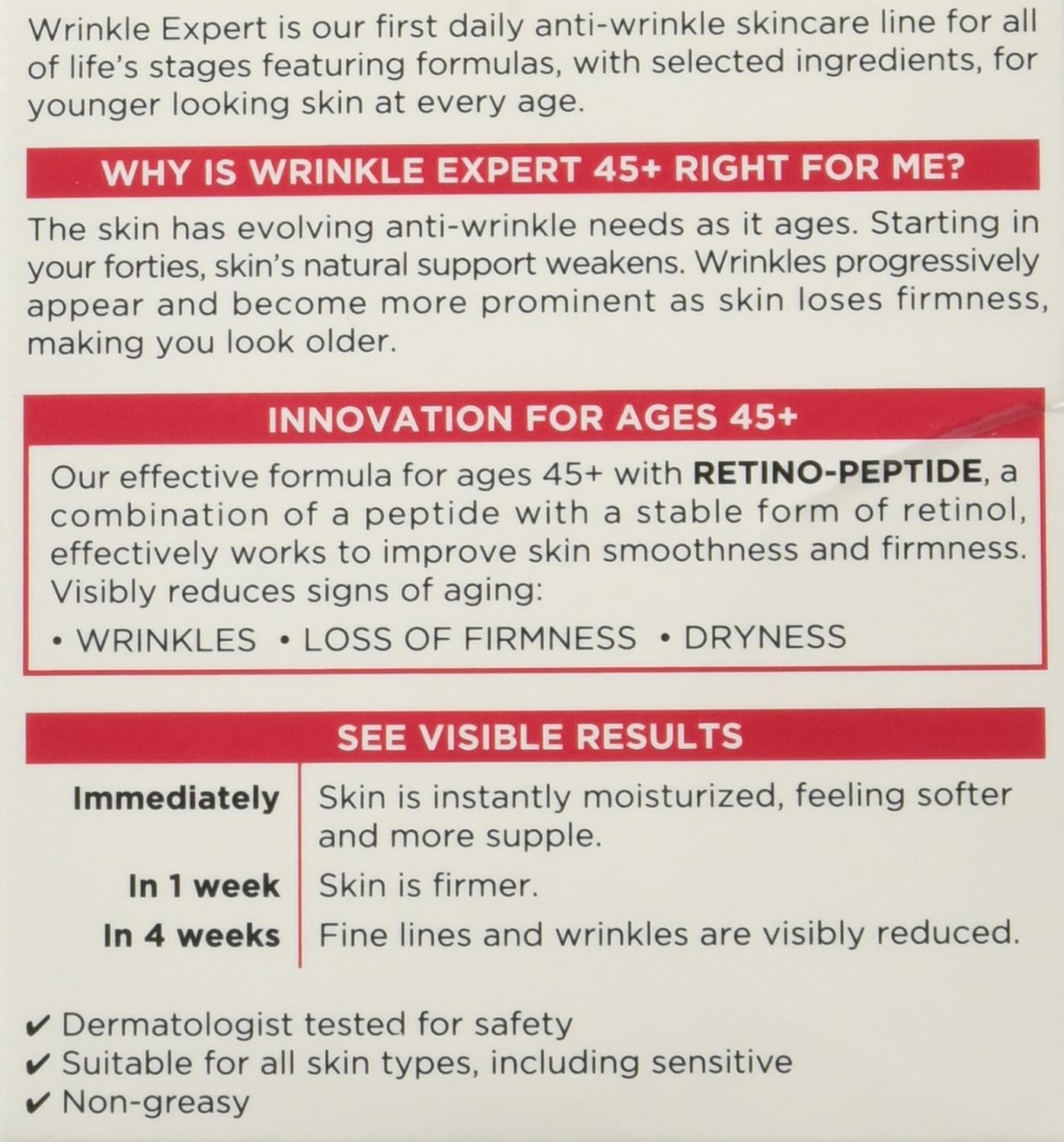 L'Oreal Paris Wrinkle Expert 45+ Anti-Aging Face Moisturizer with Retino-Peptide, Non-Greasy, Suitable for Sensitive Skin, 1.7 fl. Oz
