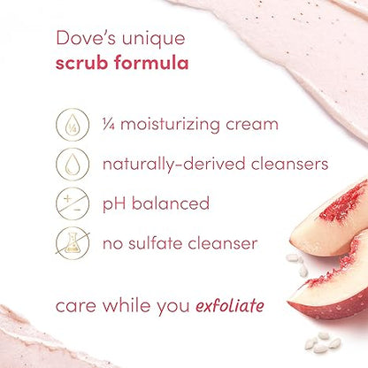 Dove White Peach & Crushed Rice Body Scrub Exfoliates and Deeply Nourishes for Smooth, Radiant Skin 15 oz