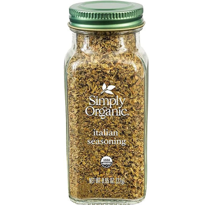 Simply Organic Italian Seasoning, 0.95 Ounce, Organic Herbs, Oregano, Majoram, Thyme, Rosemary, Basil, Sage, Kosher, NonGMO | Organic Herbs, Oregano, Majoram, Thyme, Rosemary, Basil, Sage, Kosher, NonGMO