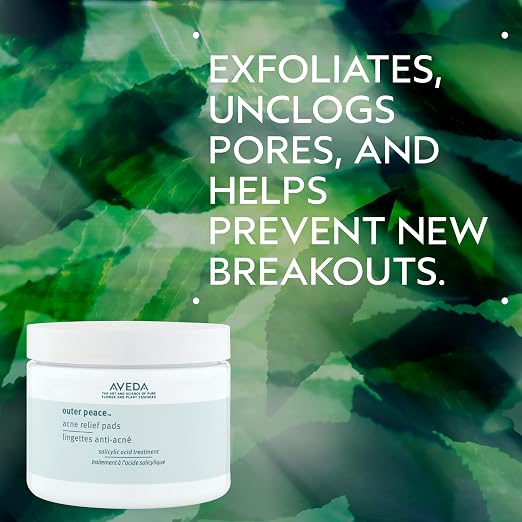 Aveda Outer Peace Acne Relief Pads | Salicylic Acid | Exfoliates, Unclogs Pores | 50 Pack