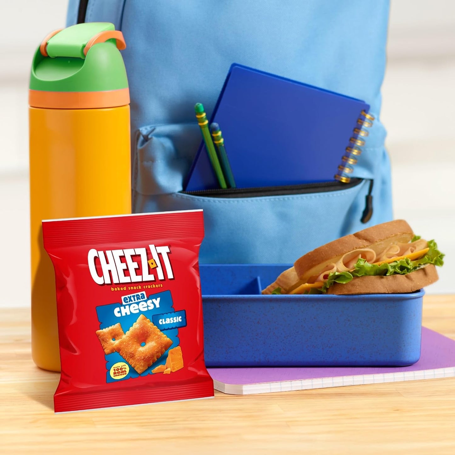 Cheez-It Extra Cheesy Baked Snack Crackers, Lunch Snacks (12 Packs)