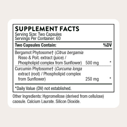 THORNE Metabolic Health, Bergamot & Curcumin Phytosome, 120 Capsules