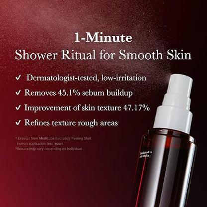 medicube Red Body Peeling Shot - AHA & BHA Exfoliating Body Spray, 3.88 oz