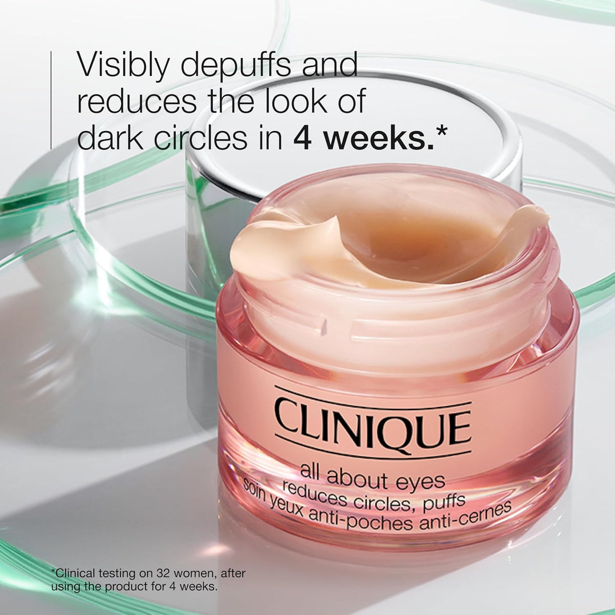 Clinique All About Eyes Lightweight Eye Cream With Vitamin C | Hydrating,Brightening,Depuffing + Dark Circle Reducing,1 Ounce,(Pack of 2)