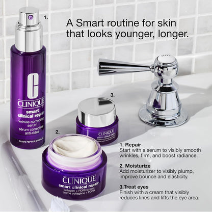 Clinique Smart Clinical Repair Wrinkle Correcting Eye Cream With Hyaluronic Acid + Peptides | Anti-Aging, Hydrating + Depuffing