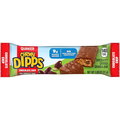 Quaker Chewy Dipps Granola Bars Chocolate Chip, 1.09 oz, 14 Ct