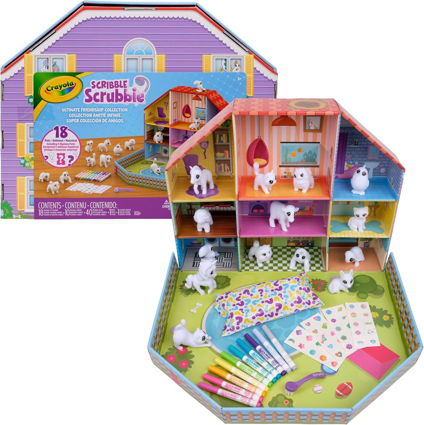 Crayola Scribble Scrubbie Pets Friendship Collection, 18 Pets & 10 Markers | Reusable Coloring Arts and Crafts, Screen Free Mystery Toys, Holiday & Birthday Gifts for Kids, Ages 3+