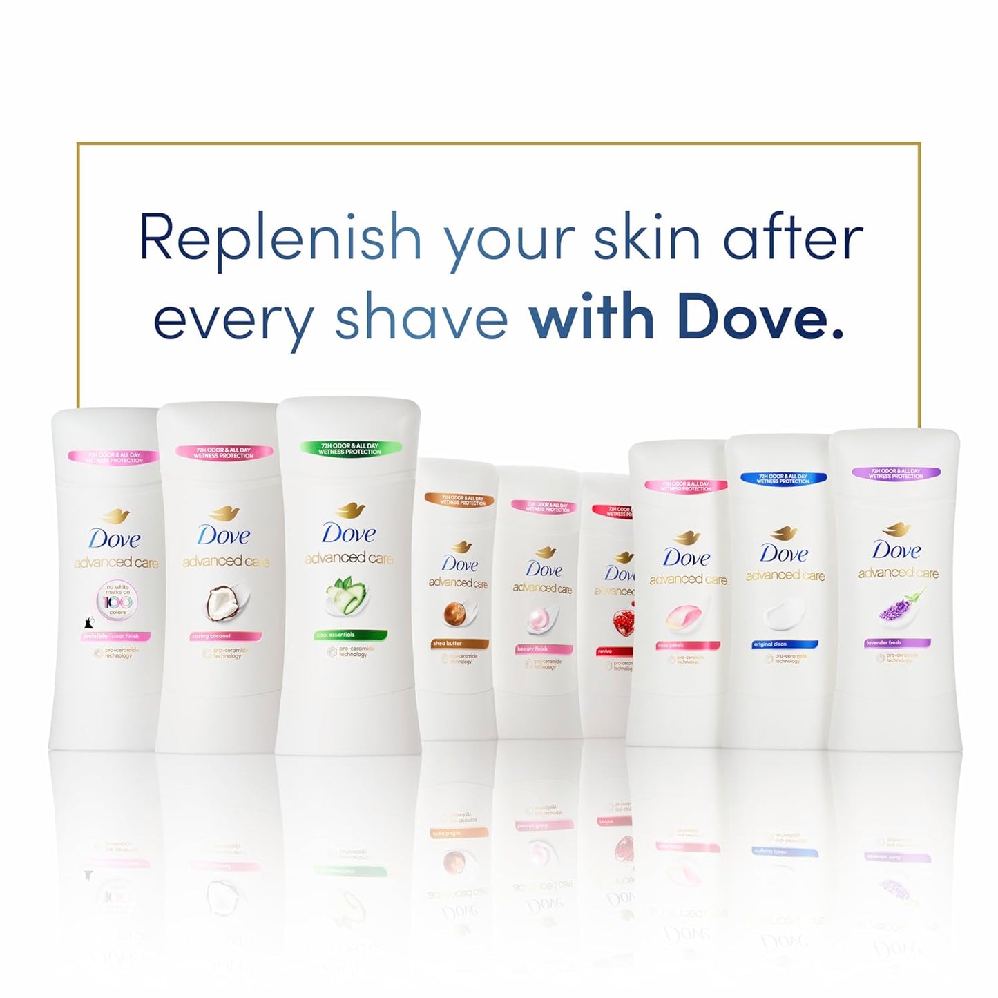 Dove Advanced Care Antiperspirant Deodorant Stick Original Clean 4 Count For helping skin barrier repair after shaving by boosting ceramide levels in your skin 2.6 oz