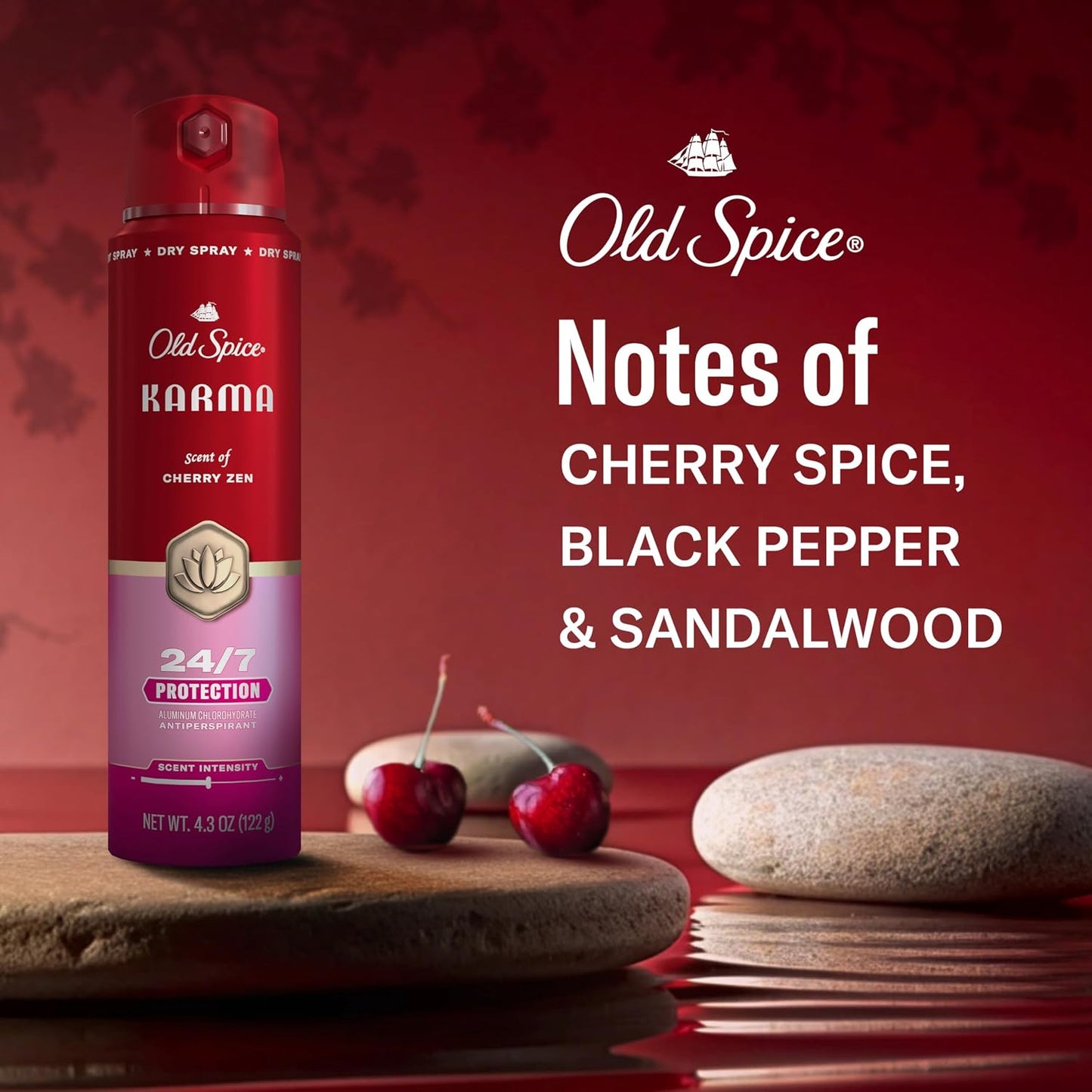 Old Spice Red Collection Antiperspirant Spray + Aluminum Free Deodorant Bundle for Men, Karma with Cherry Spice, Black Pepper, & Sandalwood Scent, 24/7 Sweat & Odor Protection (Pack of 2)