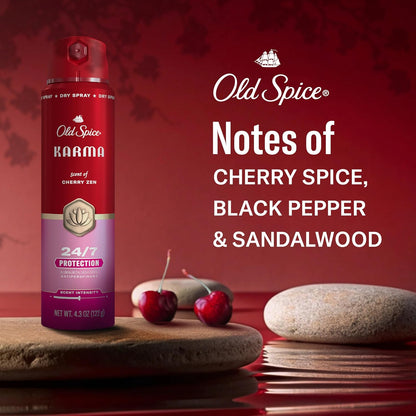 Old Spice Red Collection Antiperspirant Spray + Aluminum Free Deodorant Bundle for Men, Karma with Cherry Spice, Black Pepper, & Sandalwood Scent, 24/7 Sweat & Odor Protection (Pack of 2)