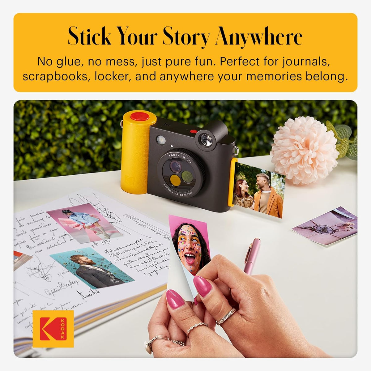 KODAK Smile+ Wireless Digital Instant Print Camera with Effect-Changing Lens, 2x3” Sticky-Backed Photo Prints, and Zink Printing Technology, Compatible with iOS and Android Devices - Black
