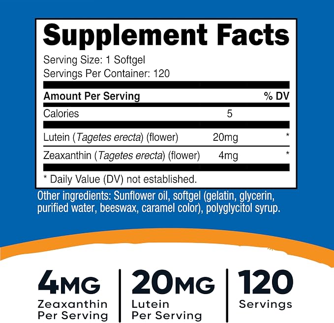 Nutricost Zeaxanthin with Lutein 20mg, 120 Softgels - Potent, Non-GMO, Gluten Free (Pack of 2)