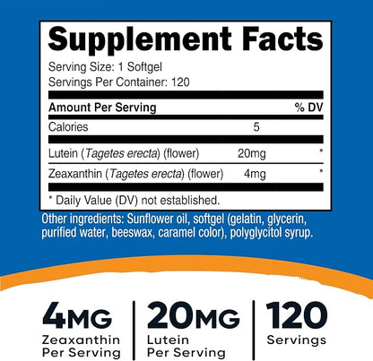 Nutricost Zeaxanthin with Lutein 20mg, 120 Softgels - Potent, Non-GMO, Gluten Free (Pack of 2)