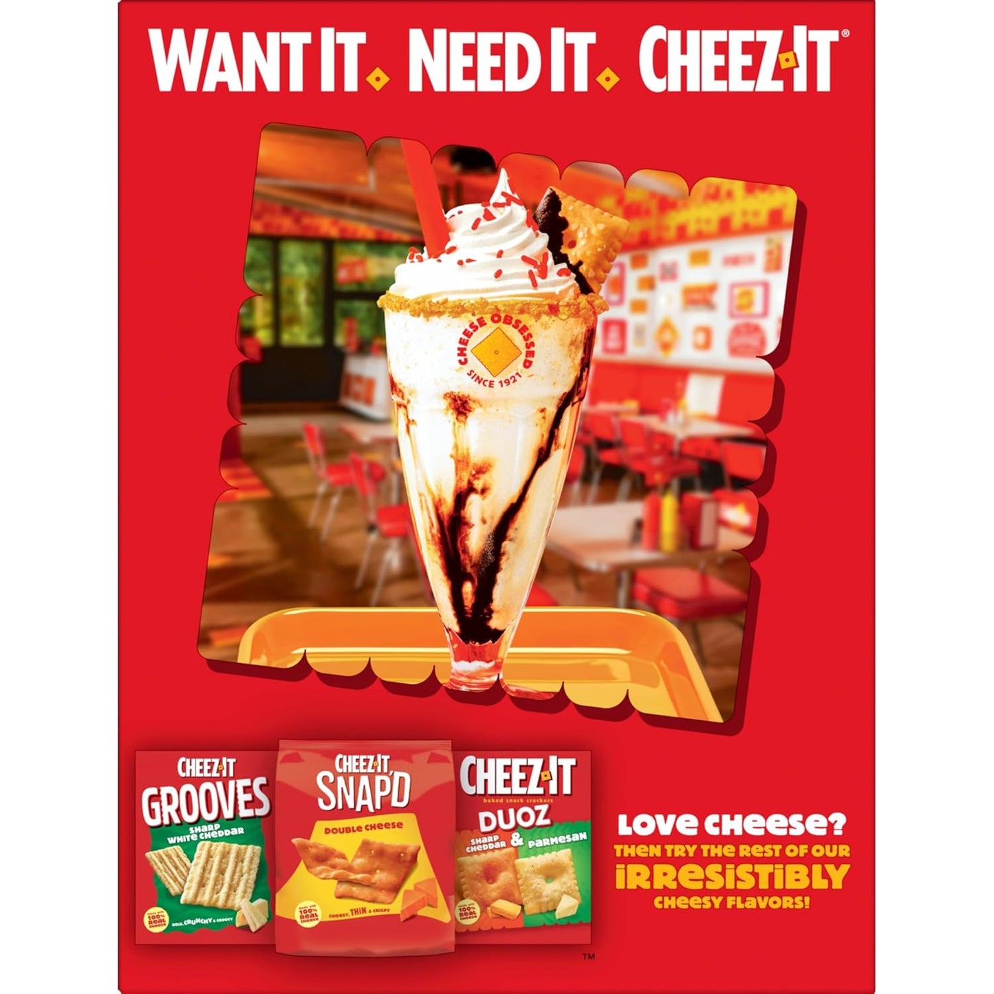 Cheez-It Cheese Crackers, Baked Snack Crackers, Lunch Snacks, Party Size, Original, 25oz Box (1 Box)