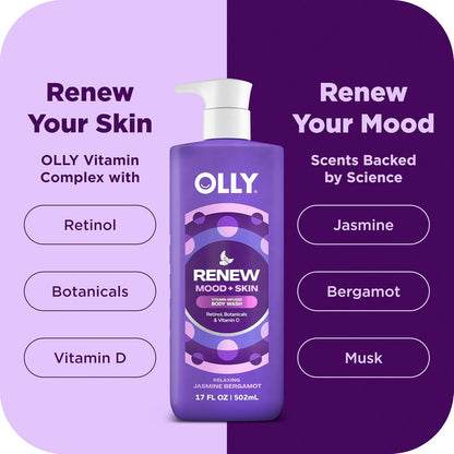 OLLY Body Wash Mixed Pack 4 Count, Calm, Renew, Bright, Revive