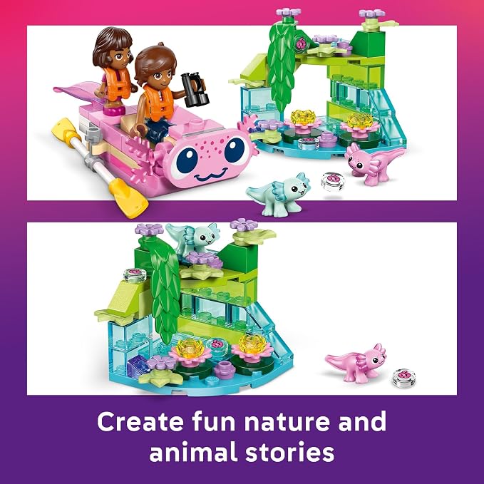 LEGO Friends Axolotl Adventure Boat Building Toy for Girls & Boys - Pretend Play Set for Kids, Ages 5+ - W/Leo Minidoll, Alba Microdoll, 2 Toy Pets, & Accessories - Gift Idea for Birthdays - 42681