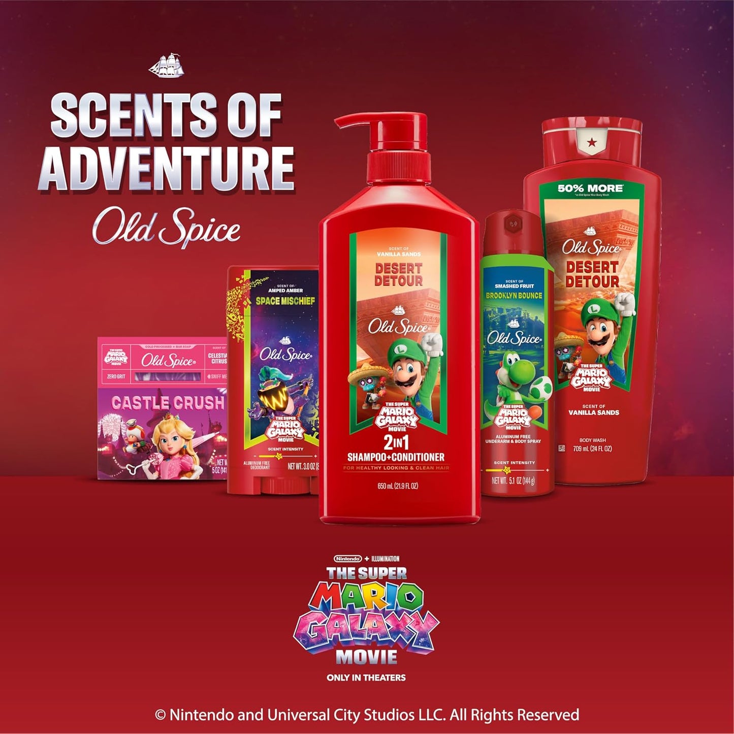 Old Spice Mens 2-in-1 Shampoo and Conditioner, Desert Detour, x The Super Mario Galaxy Movie, 21.9 fl oz