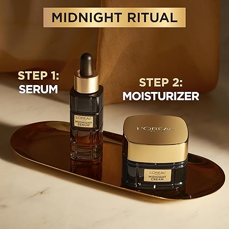 L'Oreal Paris Age Perfect Anti-Aging Midnight Face Cream, Fragrance-Free Face Moisturizer with Shea Butter and Antioxidants to Reduce Wrinkles and Firm Skin, 1.7oz + Serum Sample