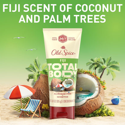 Old Spice Whole Body Deodorant Cream for Men, Aluminum Free, Fiji Scent, 24/7 Odor Protection, 24/7 Lasting Freshness, Dermatologist Tested, Gentle on Skin, Safe to Use All Over, 3.0 oz