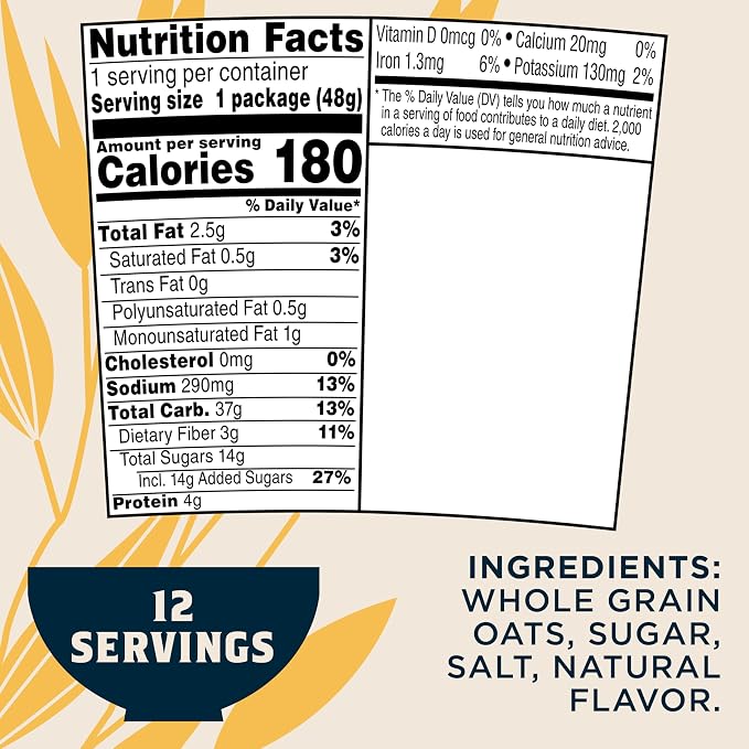 Quaker Instant Oatmeal Express Cups, Maple & Brown Sugar, 1.69 Ounce (Pack of 12)