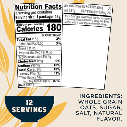 Quaker Instant Oatmeal Express Cups, Maple & Brown Sugar, 1.69 Ounce (Pack of 12)